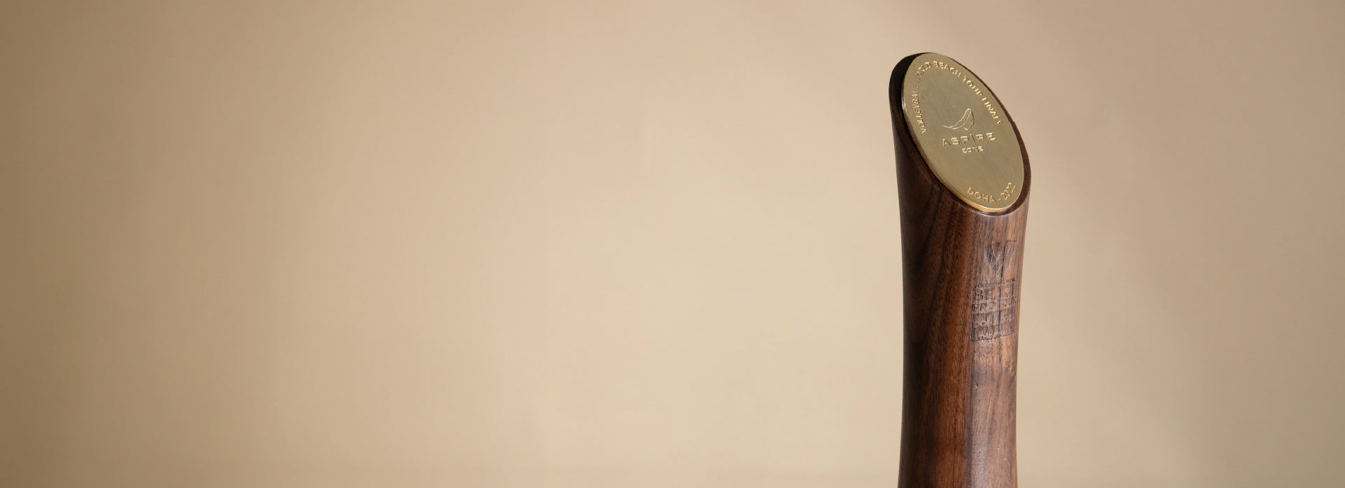 Top of design piece Aspire trophy with light brown background