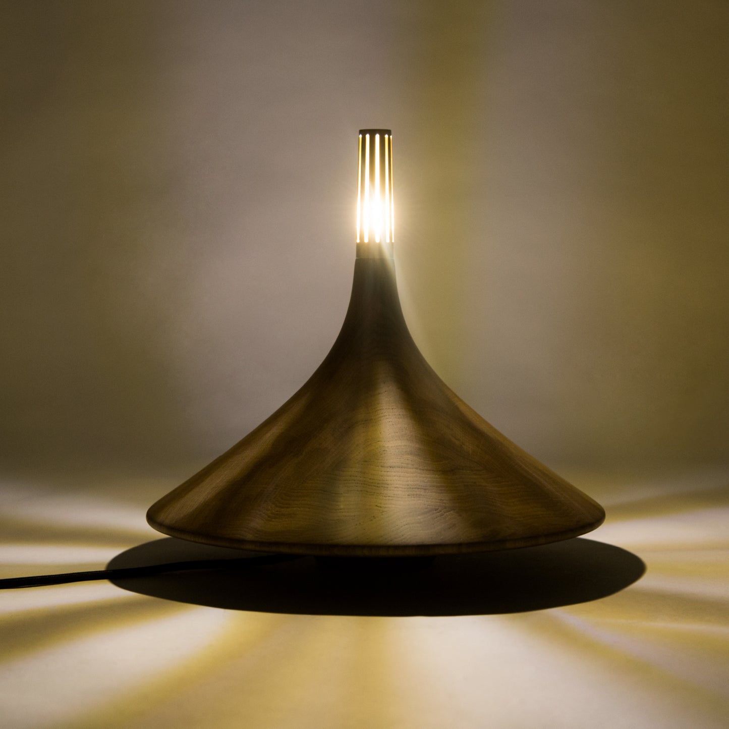 Single portrait photo of a wood design piece in the Dervich Lighting collection